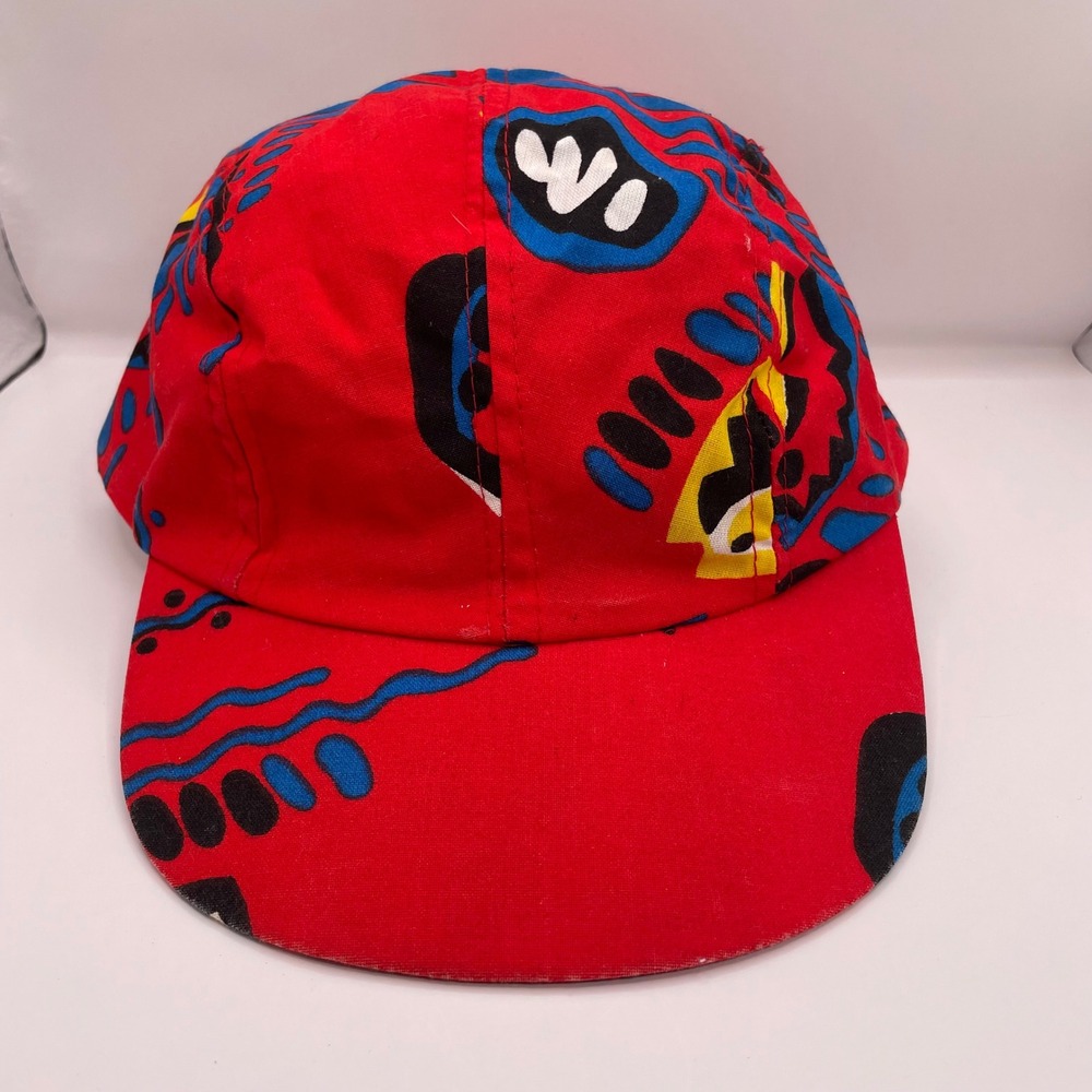 Vintage Wendys Hat Red Abstract All Over Print Snapback Cap 5 Panel OSFA